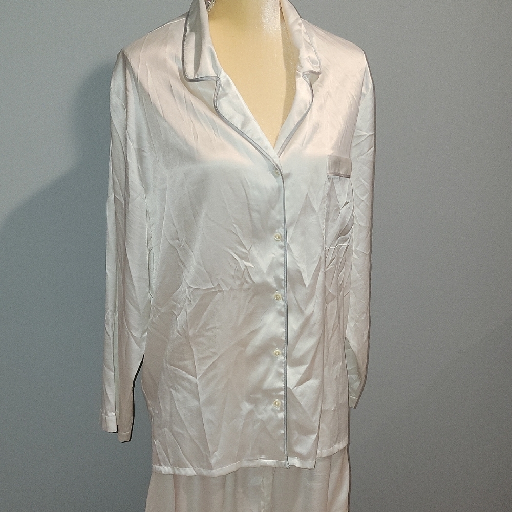 White Satin Pajama Set